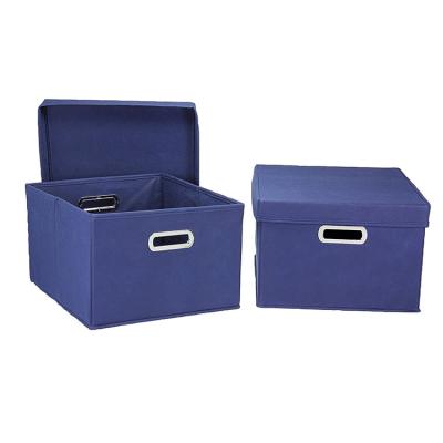 China Household Eco - Friendly Organization Boxes Storage Essentials Blue Foldable Fabric Toy Storage Box for sale