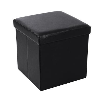 China Sustainable Faux Leather Folding Foot Rest Stools Seat Cube Storage for sale