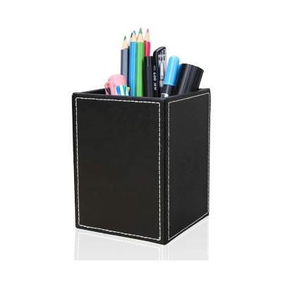 China Durable Simple Organizer Office Leather Pen Holder Style Desk Accessories for sale