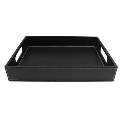 China Eco-Friendly Storage A4 Decorative Paper File Seed Travel Food Serving Leather Tray for sale