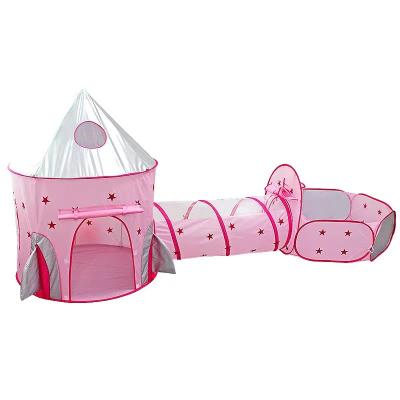 China 190T Polyester Princess Castle Rocket Ship Teepee Fun Kids Play Tent House Pop Up Toy Customized Style Indoor And Outdoor Soft Color for sale