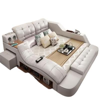 China Hot Selling Design High Quality Leather Furniture 1.8m Multifunctional Massage Double Bed for sale