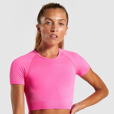 China 2021 Selling Yoga T-shirt Seamless Warm Yoga T-shirt Wholesale Cropped Custom Logo Yoga Tank Top Shirt for sale