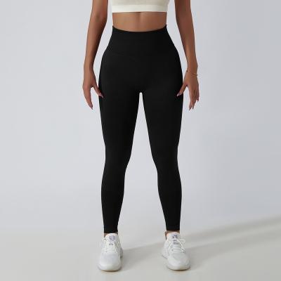 China Anti-pilling Outdoor Running Fitness Pants Hip Lift Yoga Pants Women's Tight High Waist Sports Yoga Seamless Knitted Breathable Pants for sale