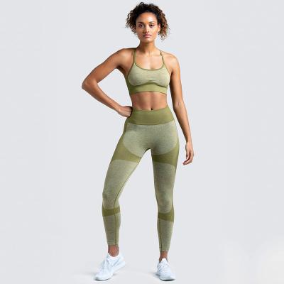 China Anti-pilling goods in stock! European And American Yoga Quick Dry Tank Top Highly Set Professional Sports Running Seamless Fitness Bra Set W for sale