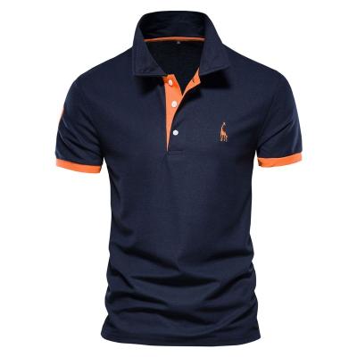 China Popular Anti-wrinkle Deer Embroidery Polo Shirt Short Sleeve Vermilion Mesh Polo Collar Men's T-shirt Small Large Quantity for sale