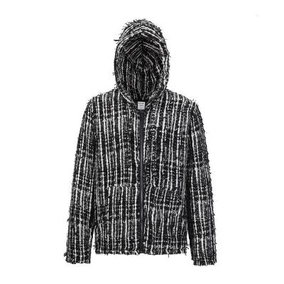 China INS Breathable Net Black And White Red Plaid High Street Hip Hop Hip Hop Woolen Thickened Woolen Couple Knitted Shirt Jacket for sale