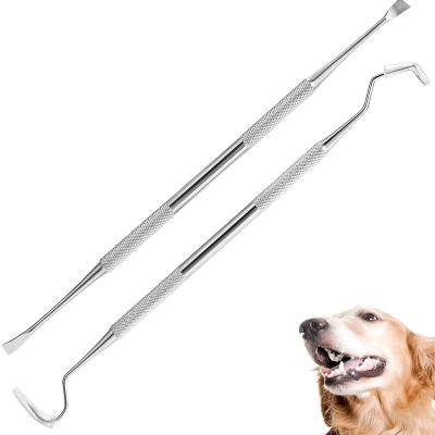 China Sustainable Pet Teeth Cleaning Tools For Dog And Cat Stainless Steel Double Headed Tart Remover Scraper for sale