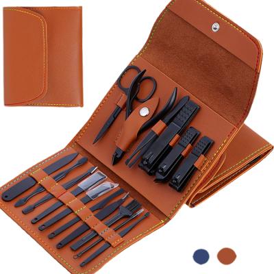 China Finger Nail+Foot Nail Tips E-Commerce Elevated Toe Version 16 Pieces Manicure Set With Leather Case Nail Scissors Grooming Kit Kit Christmas Gifts Nail Clippers for sale