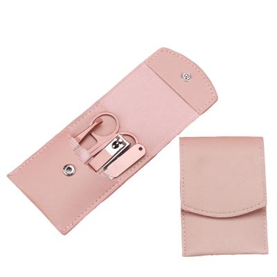 China Finger Nail+Foot Nail Toes+Eyebrow With Pink PU Bag French Rose Gold Manicure Set Beauty Care Tools For Girls Travel Manicure Set for sale