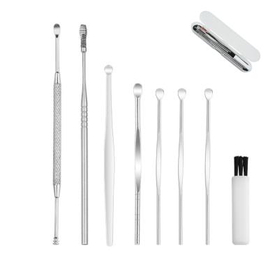 China Ear Boxed Portable Ear Curette and Ear Wax Set 8-Piece Ear Wax Removal Kit High Quality Stainless Steel Ear Wax Remover for sale