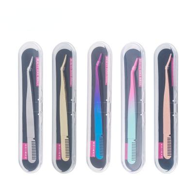 China Perfect Volume Eyelash Tweezers Beauty Care Tools Eyelash Tweezers With Comb Stainless Steel Eyelash Tweezers for sale