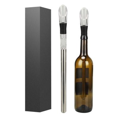 China Viable Beer Set 3 in 1 Best Barware Packing Cap Rod Bottle Wine Cooler Stick Stainless Steel Cork Metal Chiller Aerator Pourer for sale