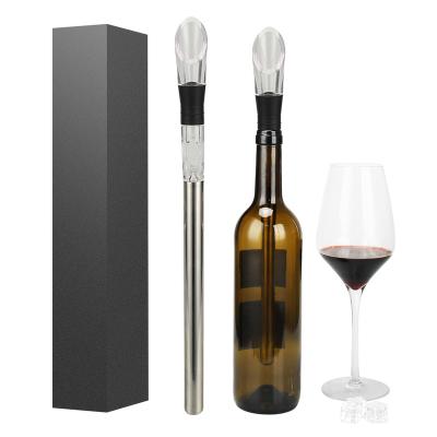 China Metal Pourer 3-In-1 Stainless Steel Rod Chiller Aerator Bottle Wine Cooler Sustainable Stick for sale