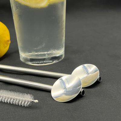 China Wholesale Custom Drinking Tool Logo Spoon And Straw Stainless Steel The Spoon Straws For Coffee for sale