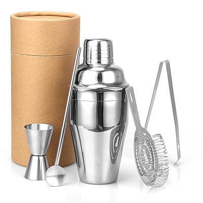 China 5pcs Disposable Professional Personalized Bartender Stainless Steel Martini Cocktail Shakers Set Kit for sale