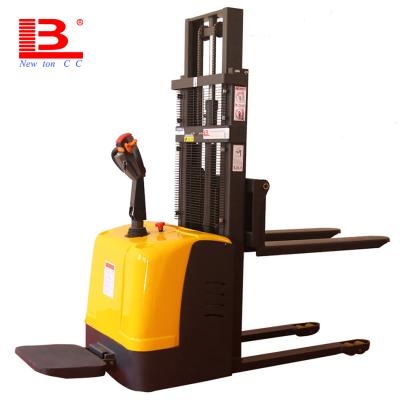 China New Hotels Newton Full Electric Stacker 1000kg 1500kg 2000kg Electric Pallet Stacker Lift 3meter Forklift Self Loading Stacker for sale