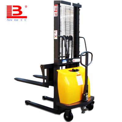 China New Hotels Newton 1000kg 1.6meter Battery Manual Semi Electric Forklift Pallet Jack Stacker for sale