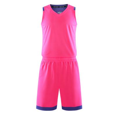 China Custom Size 100% Polyester Antibacterial And Logo Mesh Design Reversible Pink Basketball Jerseys For Girl for sale