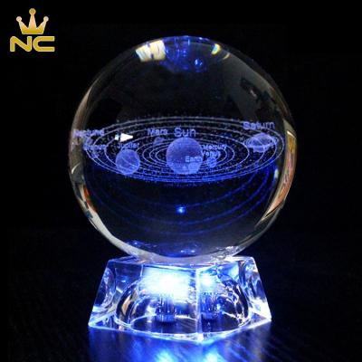 China Cheap China 60MM 80MM 3D Laser Engraving Soccer Basketball Sphere Planets Magic Light Led Crystal Ball for sale