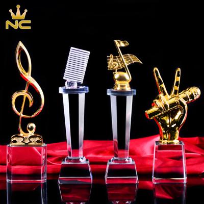 China Custom Made China Crystal Music Trophies, Crystal Microphone Trophy, The Voice of China Crystal Trophy for sale