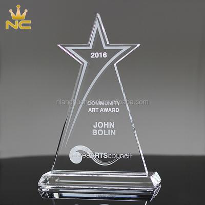 China China Pujiang Custom Factory Engraved Empty Plaque Star Crystal Trophy for sale