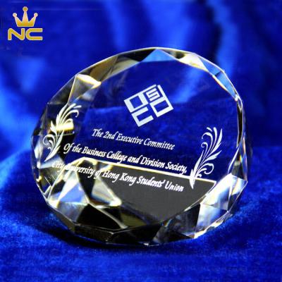 China China Handmade Faceted Glass Paperweight Gem Cut Round Shaped Crystal for Desktop Decoration for sale