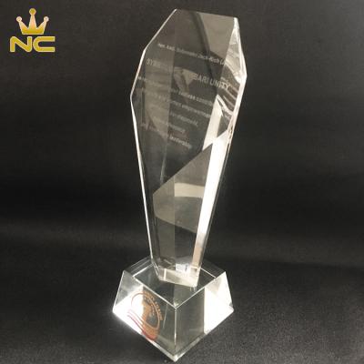 China China Hot Sale Customized Crystal Plaque Award Glass Trophy With Custom Logo for sale