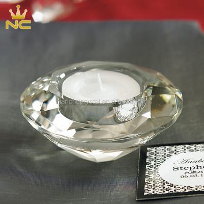 China China Diamond Tealight Cheap Crystal Candle Decorative Glass Holder For Wedding Favors Gifts for sale