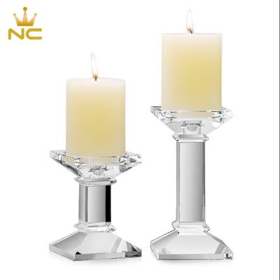 China Cheap Tall Square Crystal Candle Holder Wedding Decoration from China for sale