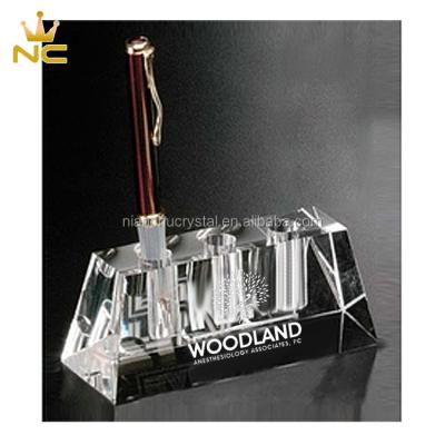 China China Optical k9 Trapezoid Desktop Table Gifts Crystal Pen Holder for sale