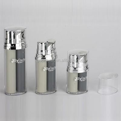 China Cosmetic Luxury Travel Cosmetic Bottle Set Double Chamber Pump 50ml Acrylic Airless Lotion Bottles for sale