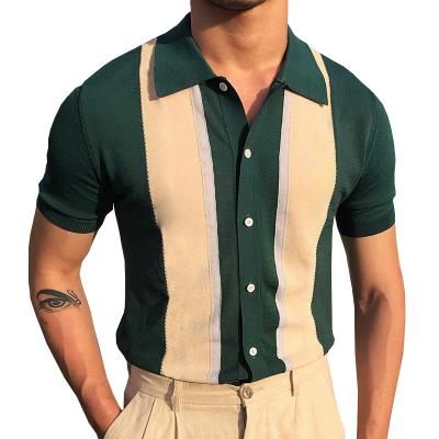 China 2022 QUICK DRY Spring New Splice Color Shorts Sleeve Casual Cotton Polo Shirt For Men for sale