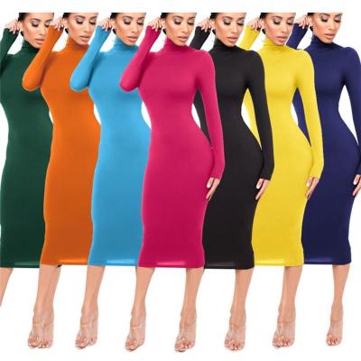 China 2021 High Anti-static Wholesale Casual Ladies Sheath Bodycon Dress Winter Women Long Plush Collar Dresses Thick for sale