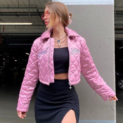 China Spring 2022 Arrivals Spring 2022 Arrivals Bubble Coat Long Sleeve Fashion Coat Women Jackets Shiny Rose New Embroidery for sale