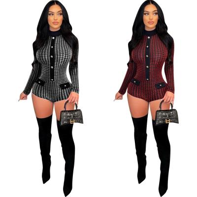 China 2022 New Arrivals Bodyshape Anti-pilling Romper Overalls Bodycon Elegant Latex Jumpsuit Long Sleeve In A Short Jumpsuit for sale