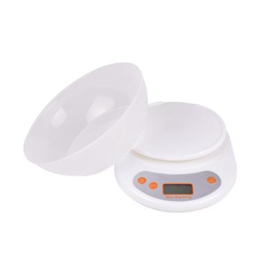 China White Weight Function Digital 5000g/1g Electronic Kitchen Cooking With Bowl Scales for sale