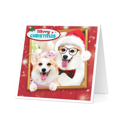 China Custom Printing Santa 2023 Christmas Cards PP PET Postcards Cardboard 3D Lenticular and Paper Greeting Card for sale