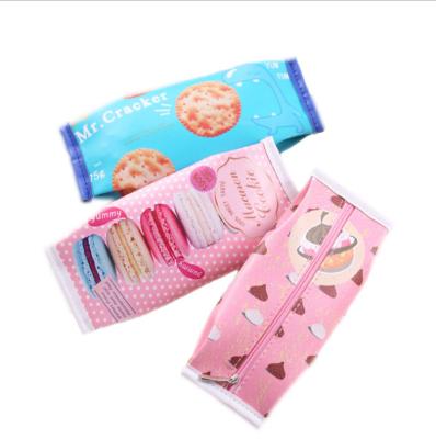 China Macaron Snack Pen Bag Schoolgirl Banana Pencil Bag Soft Creative Cookie Pen Bag Watermelon Strawberry for sale