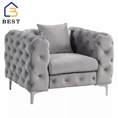 China The Other Modern Chesterfield Luxury Chair Sofa Velvet Sofa Fabric Living Room Sofa Set for sale