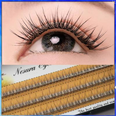 China New Imported Fiber Thick Super Soft Thick Single Group Of 10 Handmade Fiber Grafted Factory False Eyelashes for sale