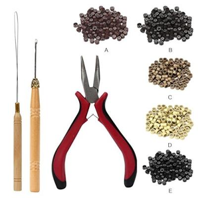 China Red Cohesion Hair Extension Pliers and Black Elbow Tooth Wigs Special Tools Set for sale