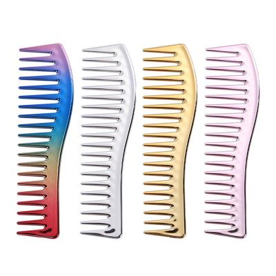 China Gold Color Comb Home Plating Hair Styling Barber Horn Combs For Women Men Wide Tooth Plating Comb for sale