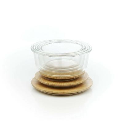 China Round Clear Freshness Preservation 400ml Small Food Storage Container With Bamboo Lids for sale