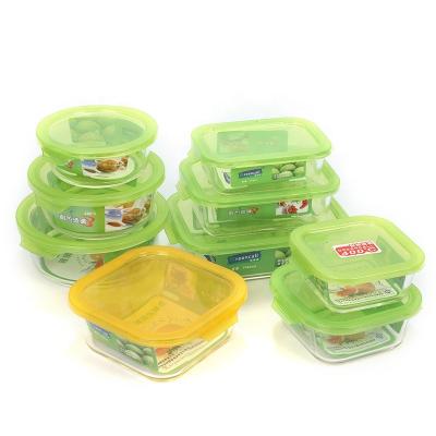 China Wholesale Clear Microwavable Meal Prep Microwave Glass Container Microwave Bowl Glass Food Containers With Plastic Lid for sale