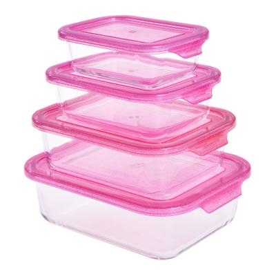 China Wholesale Microwavable Kitchen Tall Microwavable Airtight Borosilicate Food Storage Container Stackable With Single Lid for sale