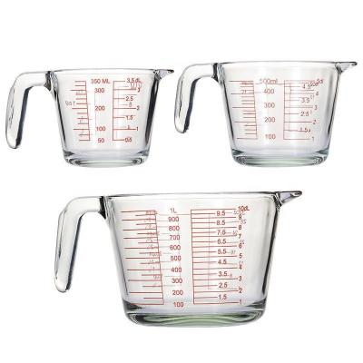 China 350ml Microwavable Glass Set, 500ml 1000ml BPA Free Premium Heat Resistant Borosilicate 3 Measuring Cups Glass for sale