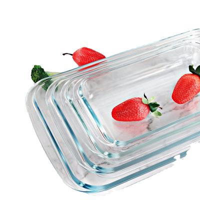 China Microwavable Glass Baking Dish with Lids Pan Bakeware Rectangular Glass Baking Set for sale