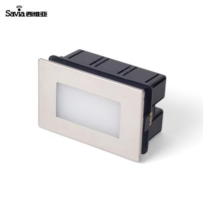 China Savia IP67 Stainless Steel Cover Modern Outdoor Square Recessed Foot Stair Lamp Wall Step Light For Indoor Outdoor for sale