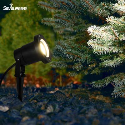 China Savia Garden 220 240V GU10 Led 5W IP65 Waterproof Outdoor Plastic Pathway Tree Lawn Landscape Lamp Adjustable Garden Spot Spike Light for sale